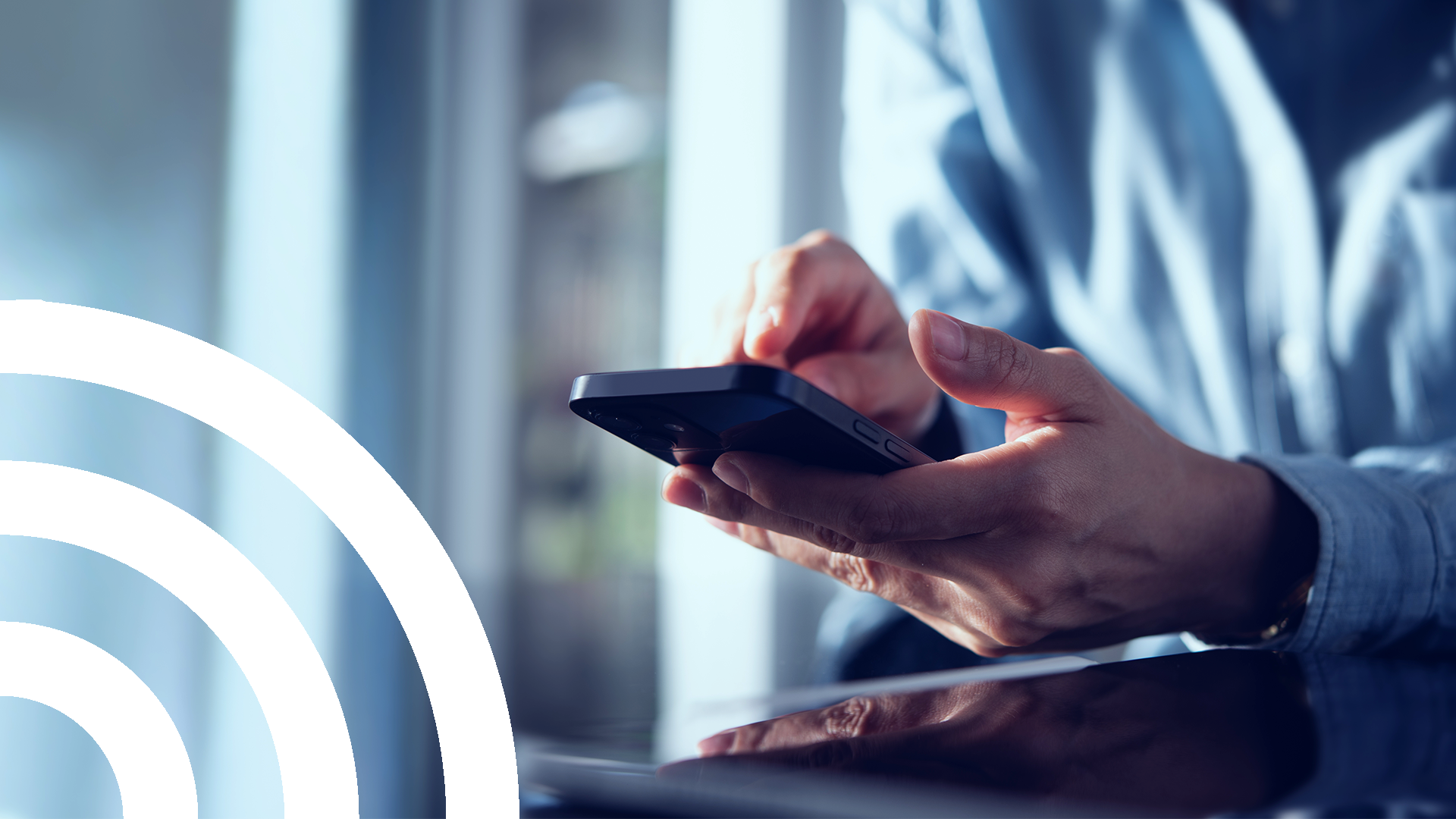 Man on phone in professional setting